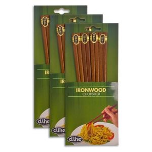 3x 4pc D.Line Ironwood Chopsticks Set Food Noodles Utensil - Brown