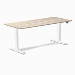 Desky Dual Melamine Sit Stand Desk White Frame 180cm