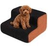 Costway 2 Step Pet Stairs Plush Frabic Dog Ramp Ladder Non-slip Black