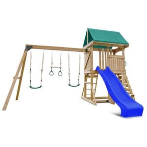 Lifespan Kids Carindale Swing Set Cubby Play Centre with 2.2m Blue Slide