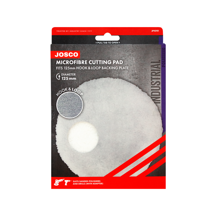 Josco 125mm White Hook And Loop Microfibre Cutting Pad