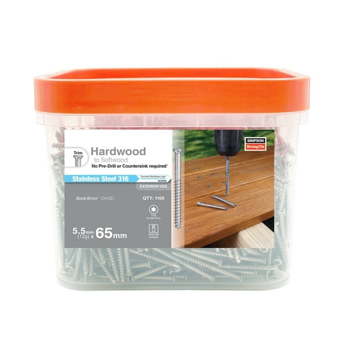 Simpson Strong-Tie 12G x 65mm Stainless Steel 316 Deck Screws - 1100 Box