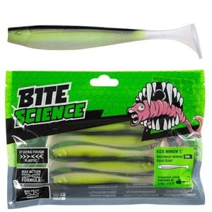 5 Pack of 5 Inch Bite Science Kick Minnow Soft Plastic Lures - Greenback Herring