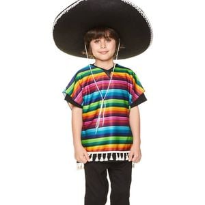 Mexican Rainbow Poncho Boys Fancy Dress Costume - One Size