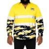NRL Cowboys 'Camo' Hi-Vis L/S Cotton Drill Shirt - Large
