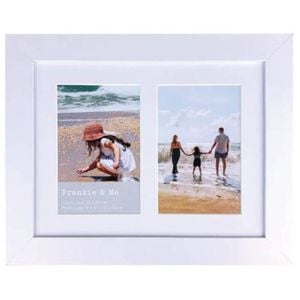 Frankie & Me Wooden Collage 4x6'' Double Picture Frame Home/Office Decor White