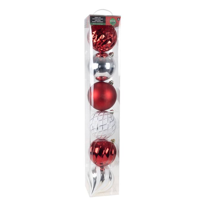 Deck The Halls Jumbo Bauble Ornament - 6 Pack