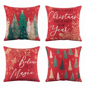 Jingle Jollys Christmas Cushion Covers Set of 4 Pillow Covers 45x45cm Christmas Decor Red