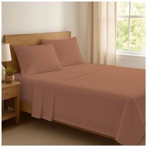 The Lighthouse Washed Cotton Bed Sheet Set With Pillowcase King Single Clay