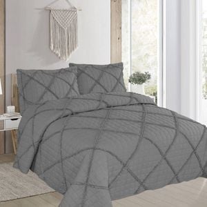 Bloomington Beverley Charcoal 3 Pce Lightly Quilted Polyester Cotton Coverlet Set Queen