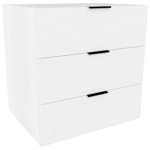 Lugna 768 x 750 x 580mm White 3 Drawer Storage Cabinet - White