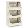Costway 4-tier Rolling Laundry Basket Stackable Storage Cart W/hooks