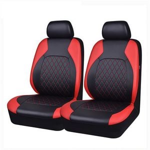 Catzon 4Pcs Car Seat Cover PU Leather Universal Front Seat Protector-Red