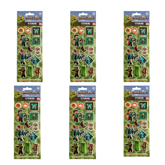 6x 3PK Minecraft Kids/Children Puffy Sticker Sheets 3y+