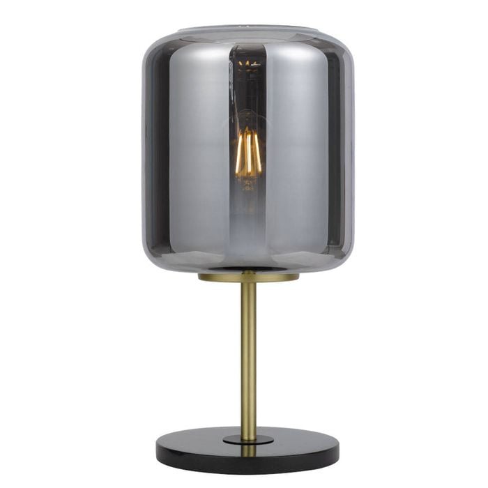 Telbix Korova Modern Table Desk Lamp Light Marble Metal Glass Black Marble Black Brass Matt Smoke