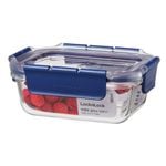 Lock & Lock Top Class 380ml/15cm Glass Container w/ Tritan Lid Rect - Blue