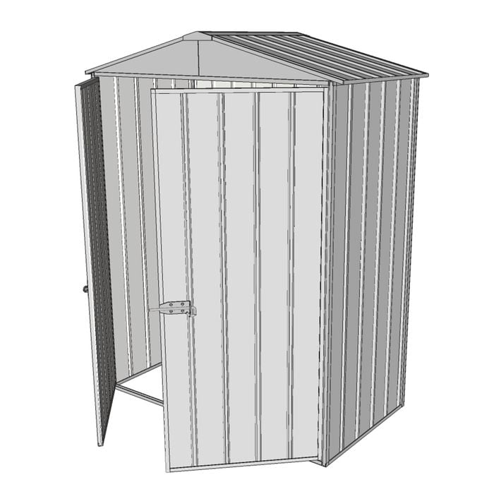 Build-a-Shed 1.5 x 0.8 x 2.3m Double Hinged Door Gable Shed - Zinc