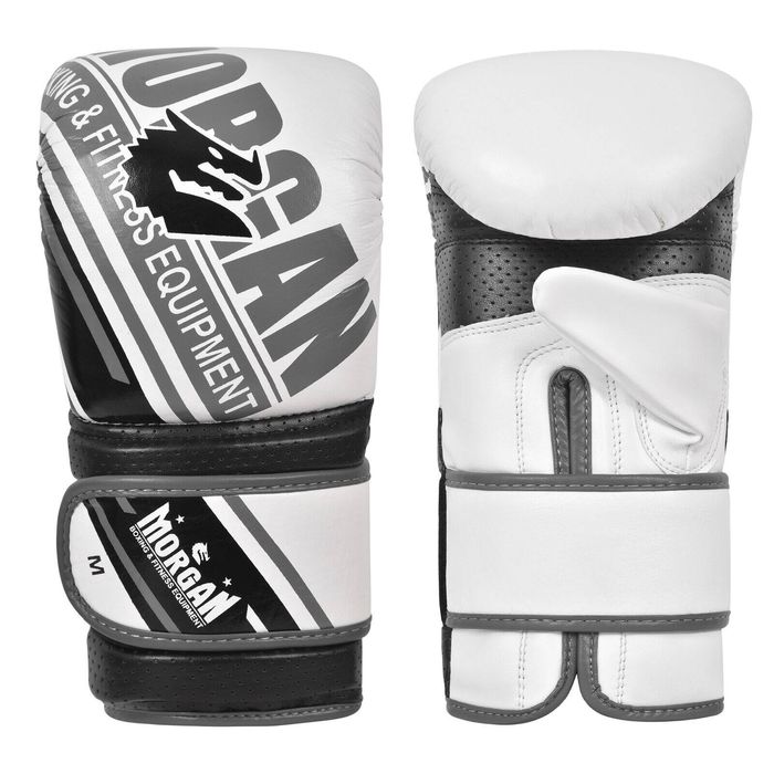 Morgan Aventus Leather Curved Bag Mitts [white/black Large]