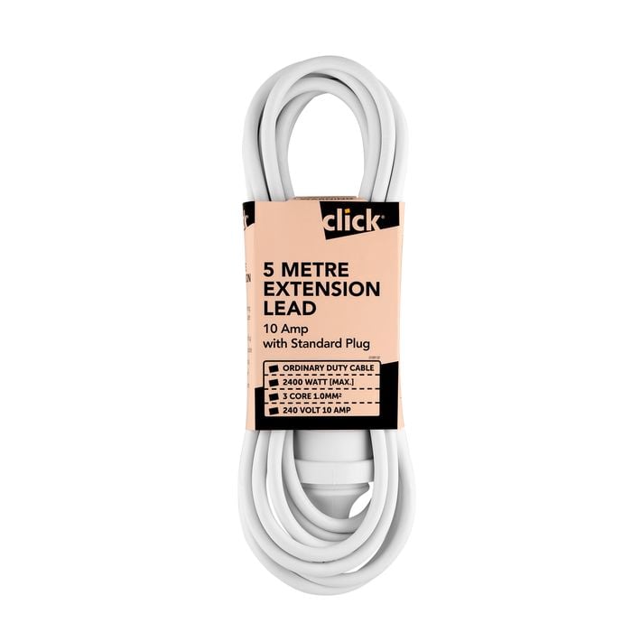 Click 5m White Extension Lead