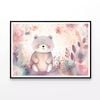 Happy Baby Bear & Flowers  Print 100% Australian Made 90x60cm  (Poster)