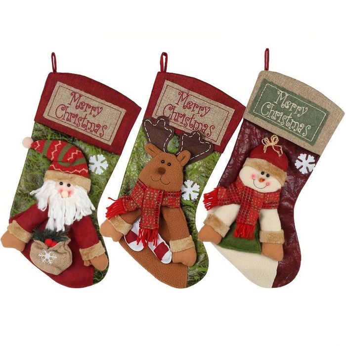 Lifebay Christmas Stockings Polyester Hanging Decorations (3 pcs)