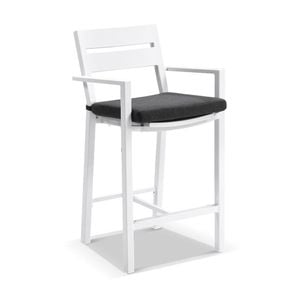 Santorini Outdoor Aluminium Bar Stool White & Denim Grey Cushions