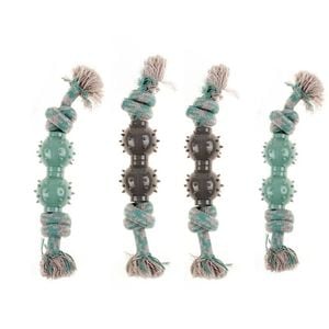 Yes4pets 4 X Dog Rope Toys With Double Tug Spiky Ball