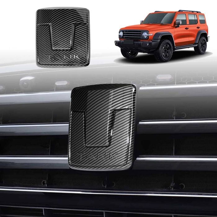 Carbon Fiber Style Front Logo Badge for GWM Tank 300 2023-2024 Emblem Decals Sticker Cover
