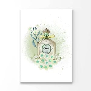 Green Color Perfume with Flowers Print 100% Australian Made 60x90cm (Stretched Canvas)
