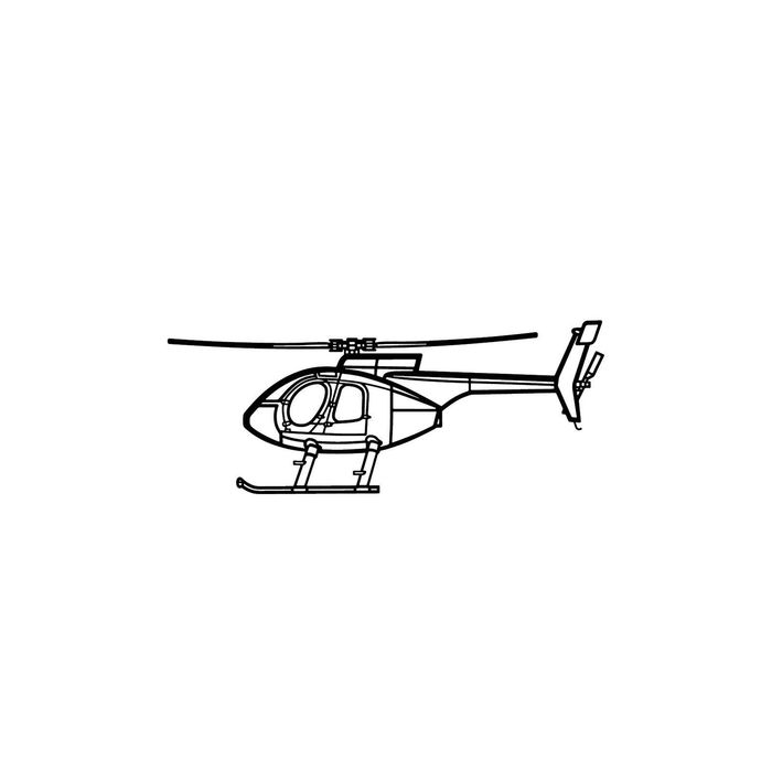 Ignite Laser MD 500F - Light Utility Helicopter Silhouette Metal Wall Art Coated Black 15.7 inch - 40 cm