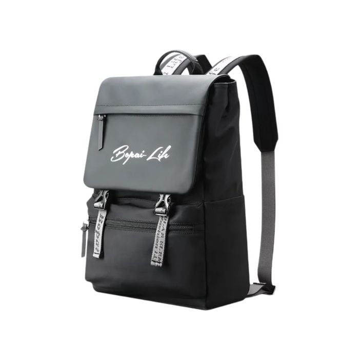BOPAI Fashion Style Waterproof Microfiber Sporty Backpack 15.6" Black
