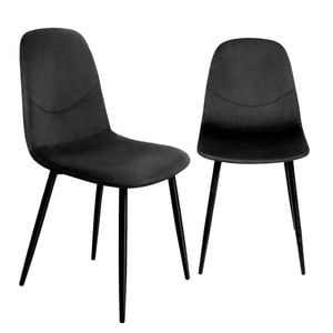 Levede Set Of 2 Velvet Padded Dining Chairs - Black