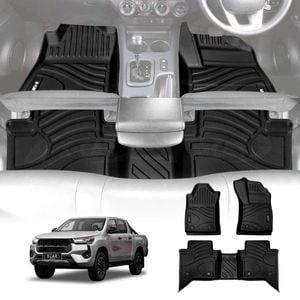 3D All Weather Car Floor Mat Carpet Liner Complete Set for Toyota Hilux Dual Cab Auto 2016-2025