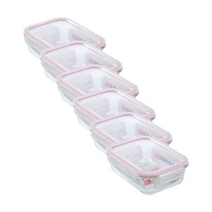 6PK Lemon and Lime Yorkshire Glass Rectangle Clip Seal Container 1.5L Food Safe
