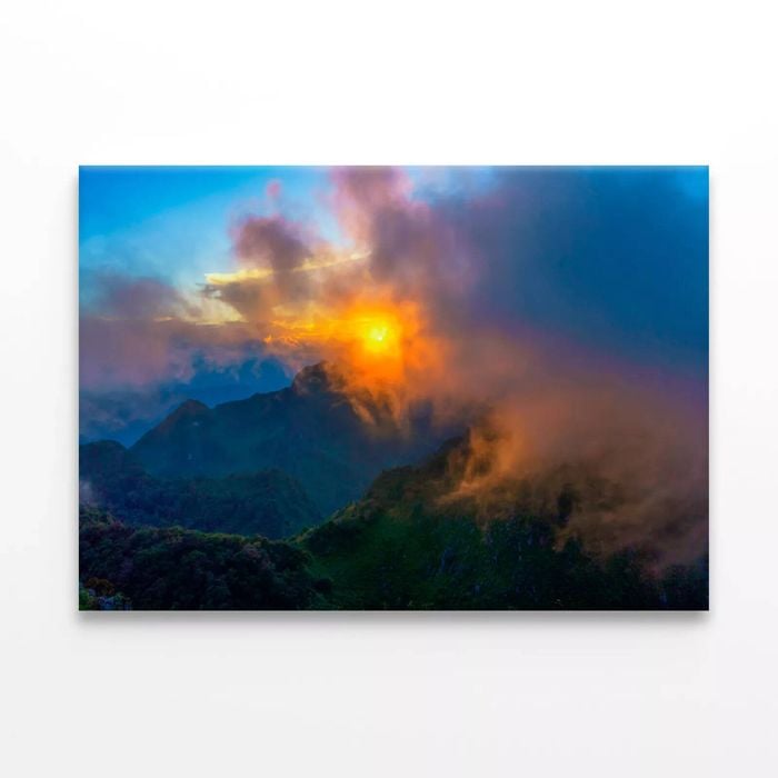 Sunset with Mountain in Thailand  Print 100% Australian Made 90 x 60cm  (Stretched)