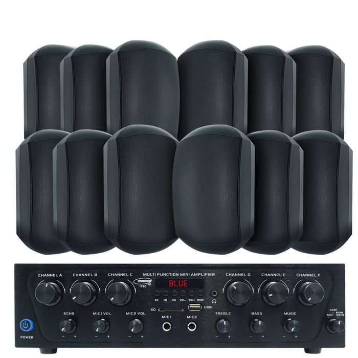 Weconic Outdoor Speaker Package With 480w Bluetooth Amplifier