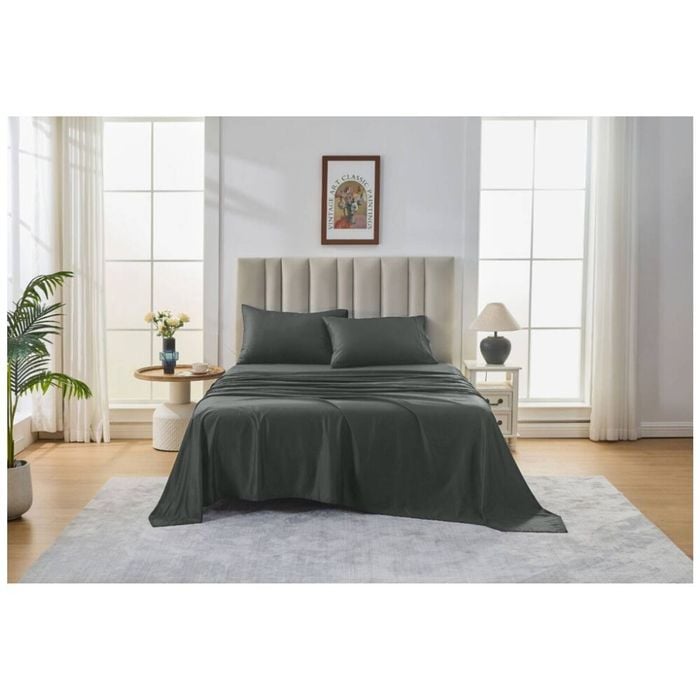 Grosvenor House 500TC Egyptian Cotton Sheet Set W/ Pillowcase King Charcoal
