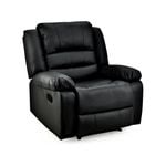 FORTIA Luxury Recliner Lounge Chair, Single Faux Leather Armchair, for Home Theatre Cinema, Elderly, Black