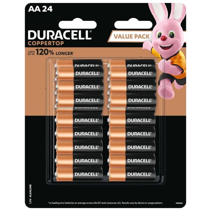 Duracell Coppertop Alkaline AA Battery - 24 Pack