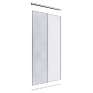 Lugna 2400 x 1200mm Clear Anodised 1 Mirror 1 Melamine Wardrobe Double Sliding Doors