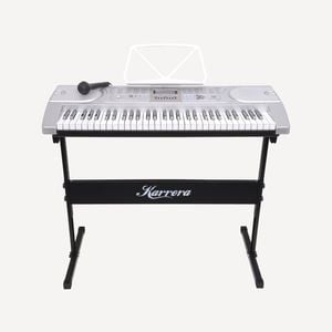 Karrera 61 Keys Electronic Keyboard Piano with Stand - Silver