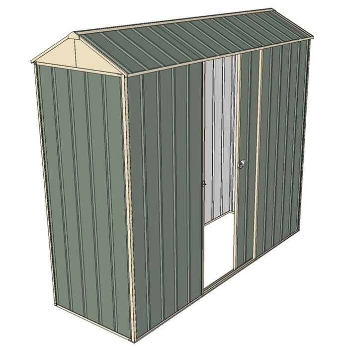 Build-a-Shed 0.8 x 2.3 x 2.1m Gable Single Sliding Side Door Shed - Green