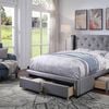 Empress Premium PU Fabric Double Bed Frame Drawer Silver