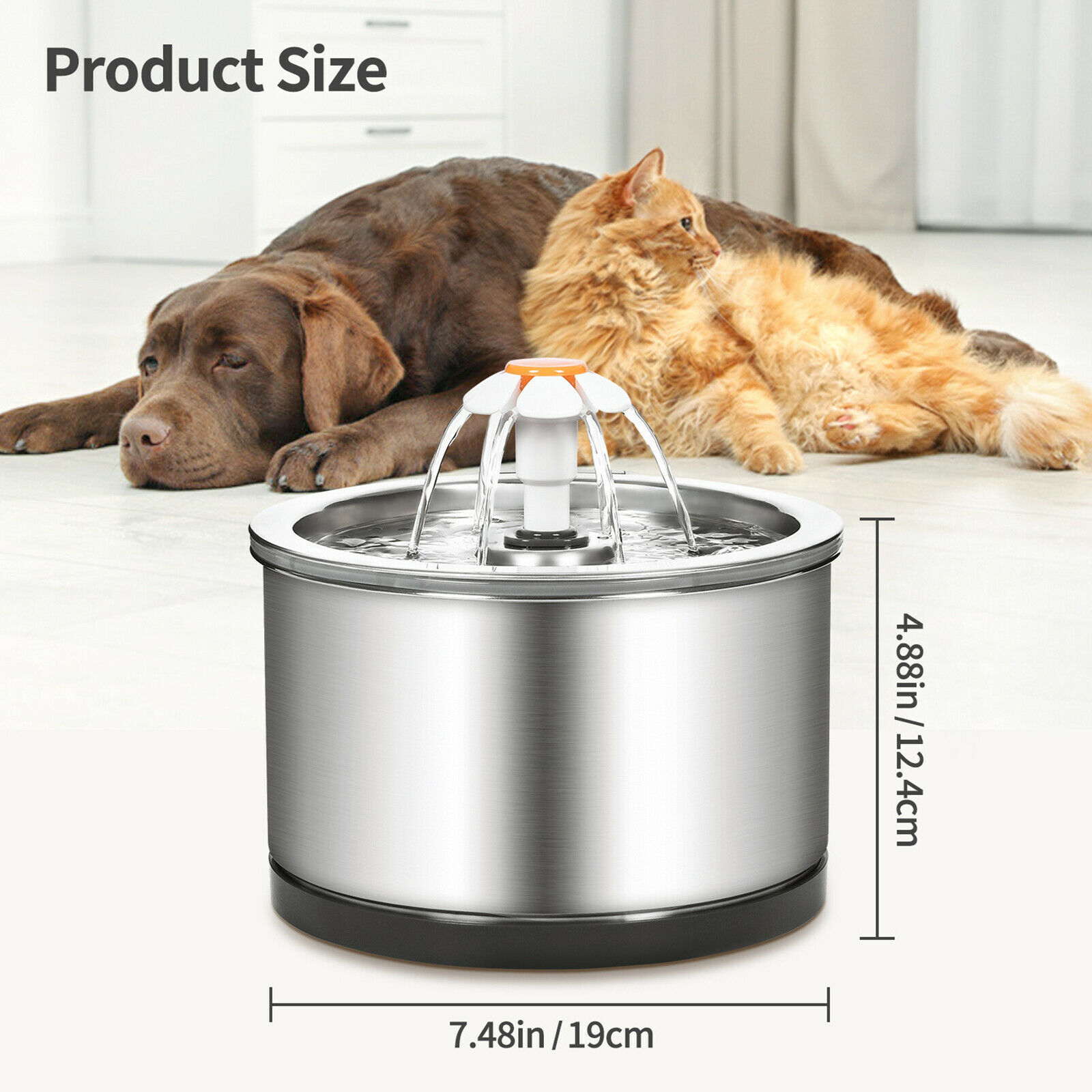 YES4PETS Automatic Electric Pet Water Fountain Dog Cat Stainless Steel Feeder Bowl Dispenser Bunnings Australia