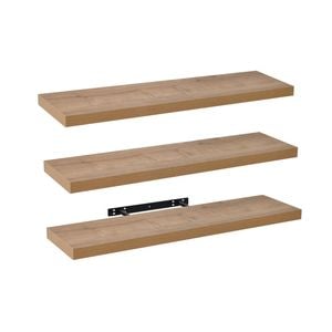 Takara Seiso Floating Wall Shelves Display Rack (set Of 3) Large 90cm Honey Oak