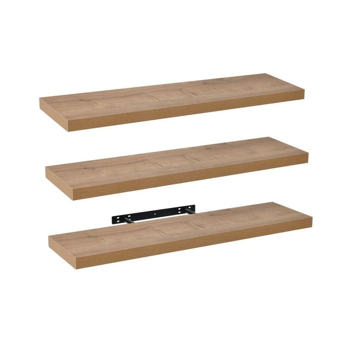 Takara Seiso Floating Wall Shelves Display Rack (set Of 3) Large 90cm Honey Oak