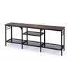 Costway 65" TV Stand Industrial Entertainment Unit Metal Shelves Brown