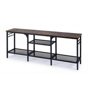 Costway 65" TV Stand Industrial Entertainment Unit Metal Shelves Brown