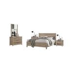 4 Pieces Bedroom Suite Natural Wood Like MDF Structure Queen Size Oak Colour
