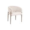 Daphne  Armchair in Cream Fabric and Metal Legs with Timber Transfer in Brown Color